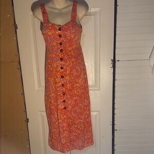 Japna Orange Black Sleeveless Midi Sundress